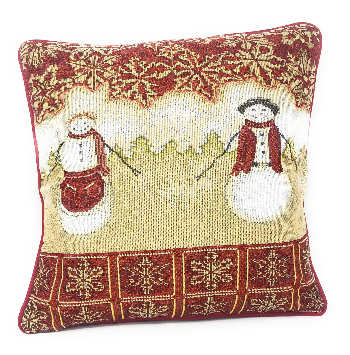 Tache Mr. & Mrs. Snowman Couple Woven Tapestry Throw Pillow Cover (10323CC) from Tache Home Fashion