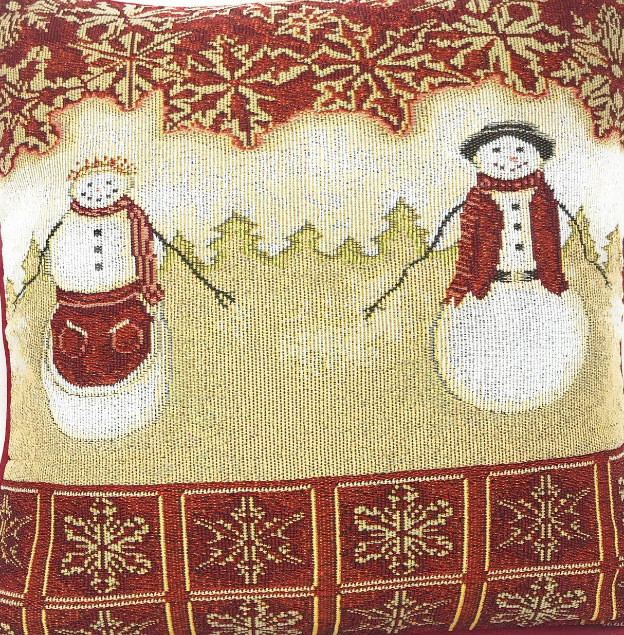 Tache Mr. & Mrs. Snowman Couple Woven Tapestry Throw Pillow Cover (10323CC) from Tache Home Fashion