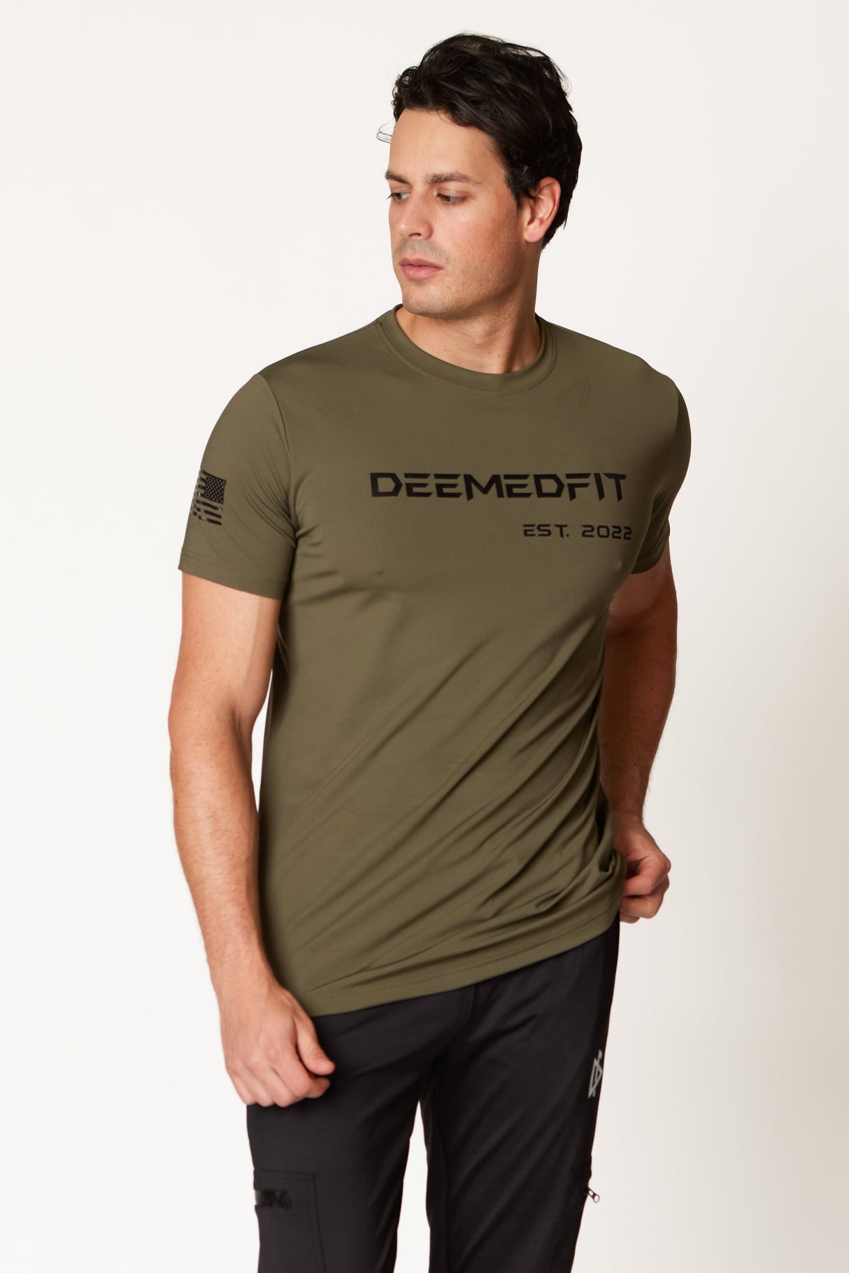 Men’s Gym Tee “Compellence” -Olive from DeemedFit