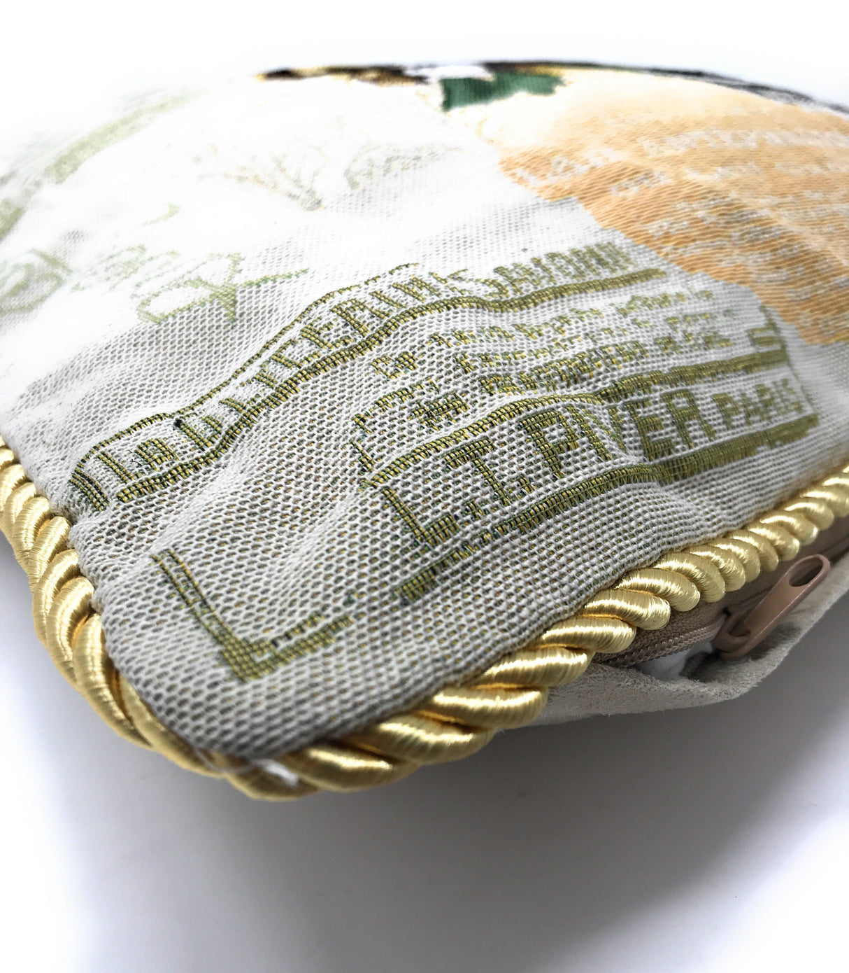 Tache Puppy Day Out French European Postcard Emerald Green Beige Tapestry Throw Pillow Cover (CC-1354) from Tache Home Fashion