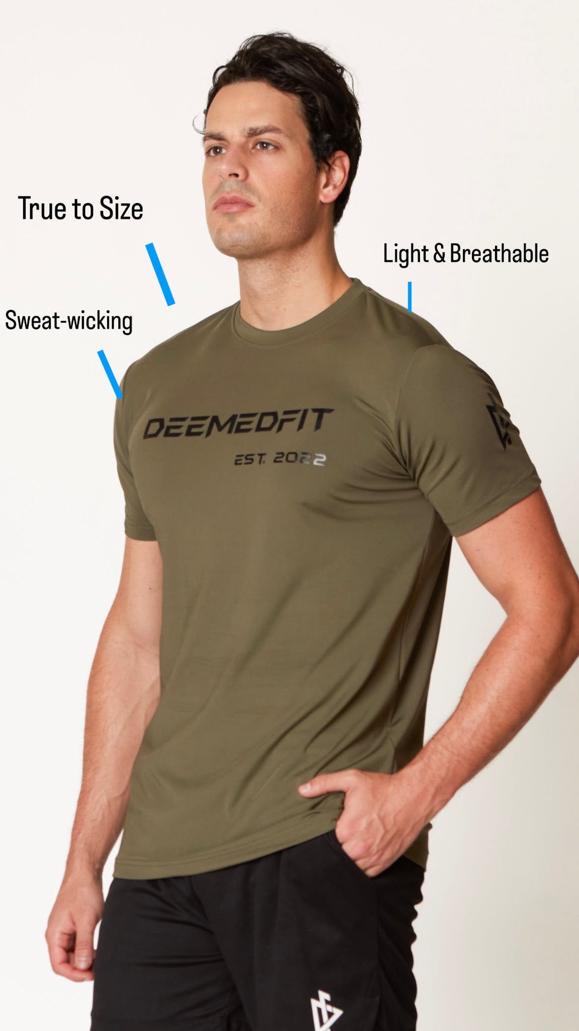 Men’s Gym Tee “Compellence” -Olive from DeemedFit