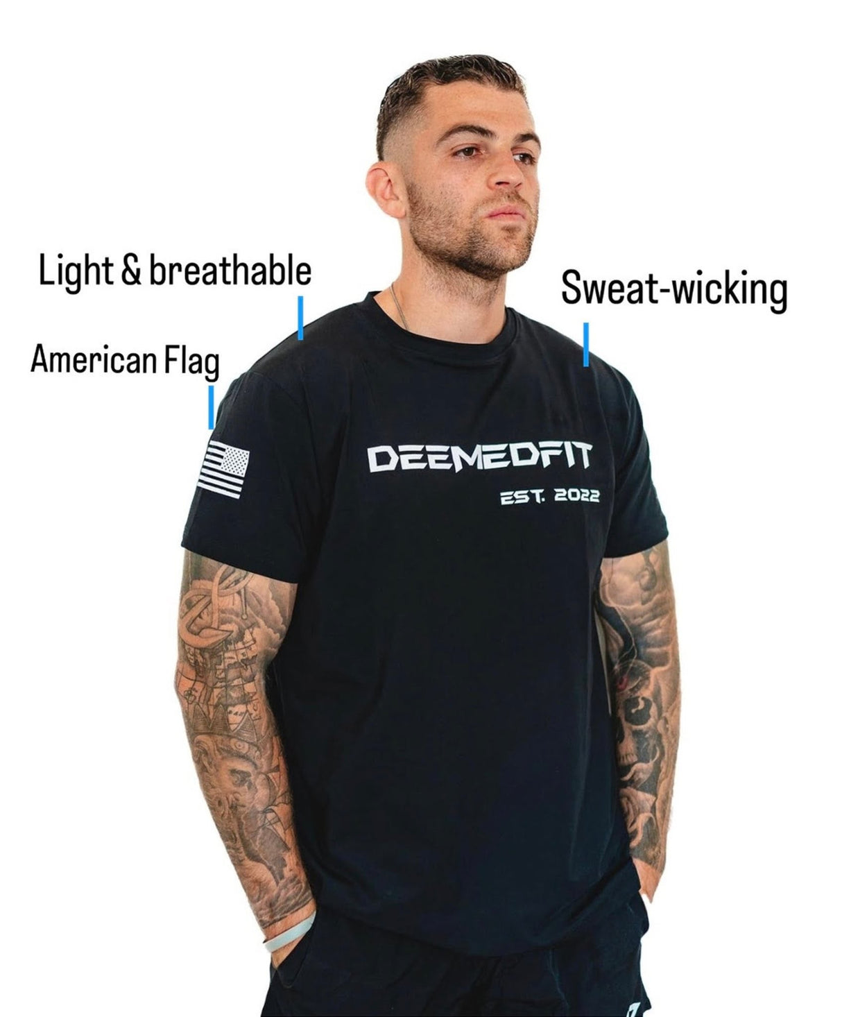 Men's Gym Tee "Compellence"- Black from DeemedFit