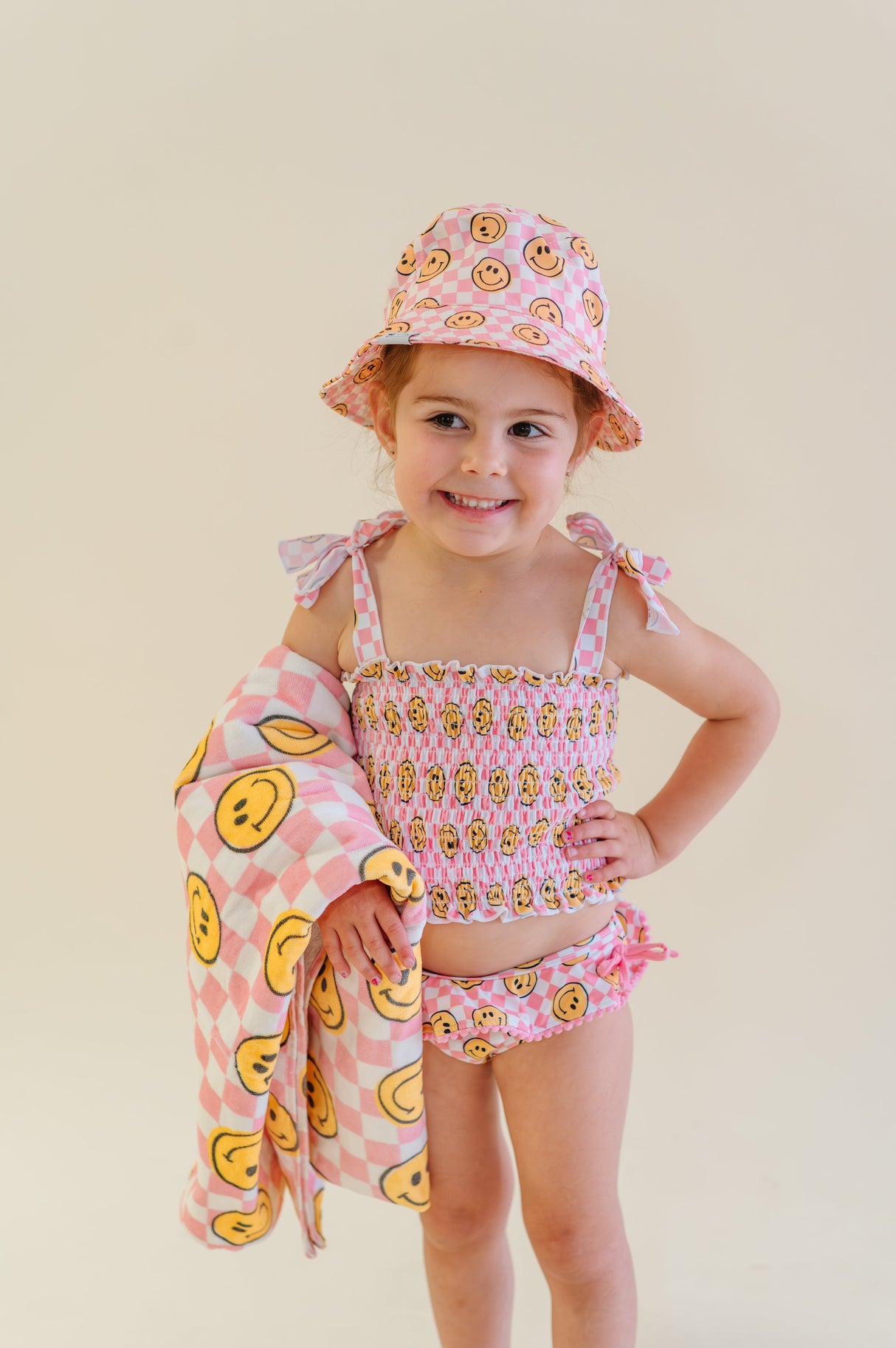 BLUSHIN' CHECKERS DREAM SMOCKED TANKINI TWO PIECE SWIM SUIT from DREAM BIG LITTLE CO