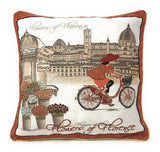 Tache Flowers of Florence Italy Skyline European Postcard Woven Tapestry Throw Pillow Cover (14003) from Tache Home Fashion