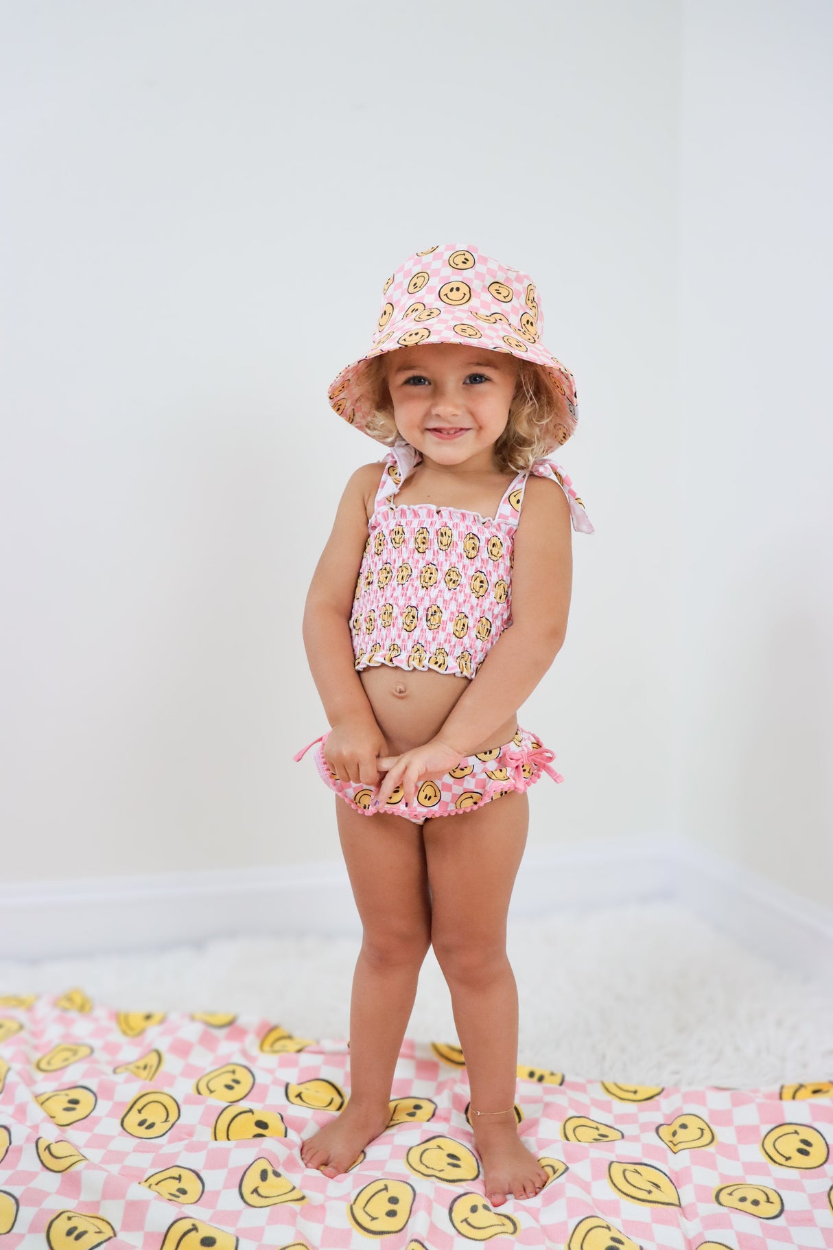 BLUSHIN' CHECKERS DREAM SMOCKED TANKINI TWO PIECE SWIM SUIT from DREAM BIG LITTLE CO