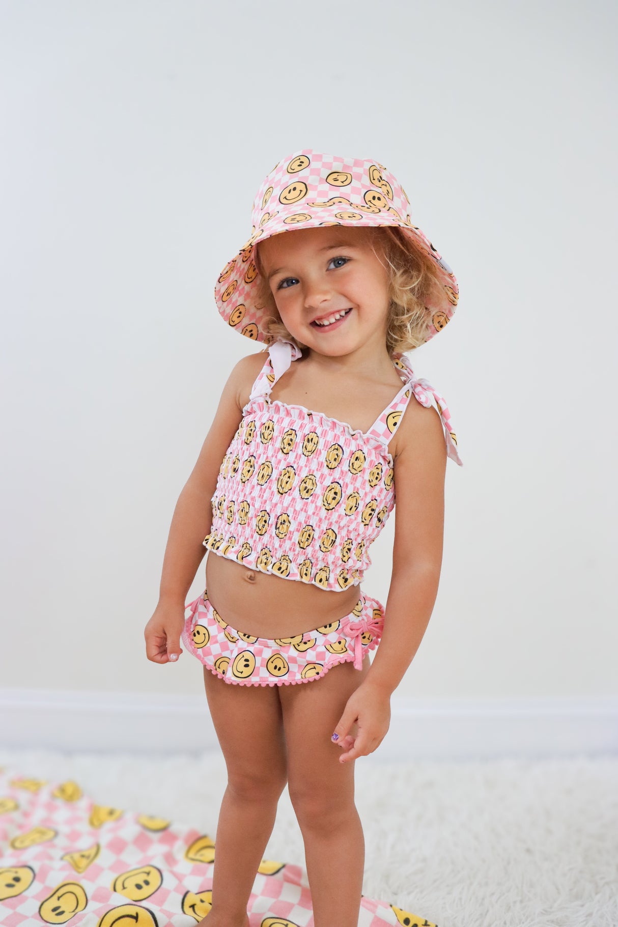 BLUSHIN' CHECKERS DREAM SMOCKED TANKINI TWO PIECE SWIM SUIT from DREAM BIG LITTLE CO