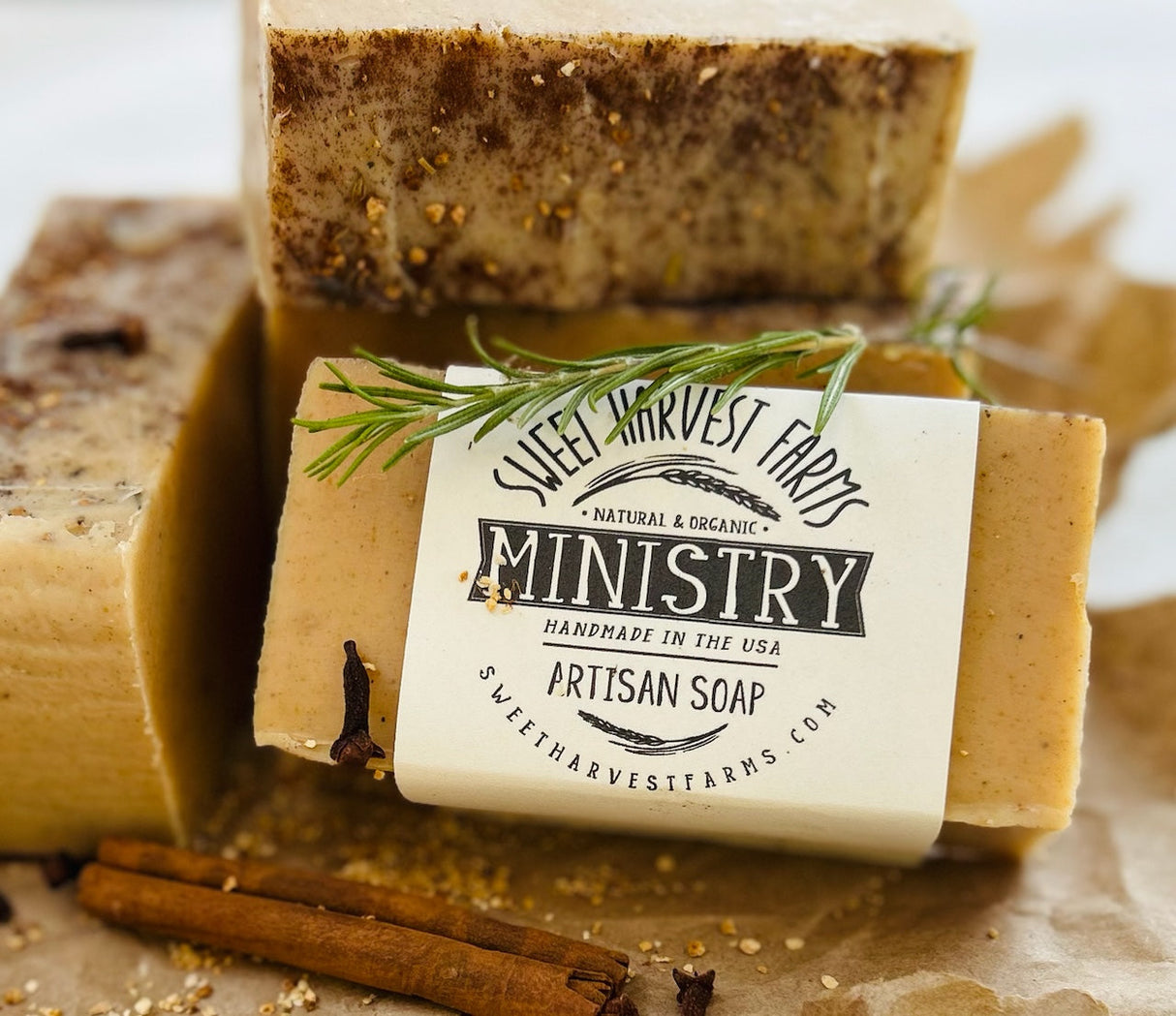 Ministry Handmade Organic SOAP - Thieves Oil formulation from Sweet Harvest Farms