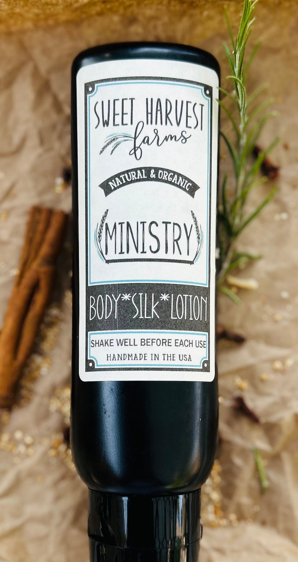 Ministry Handmade Organic Luxurious Lotion - Thieves Oil formulation from Sweet Harvest Farms