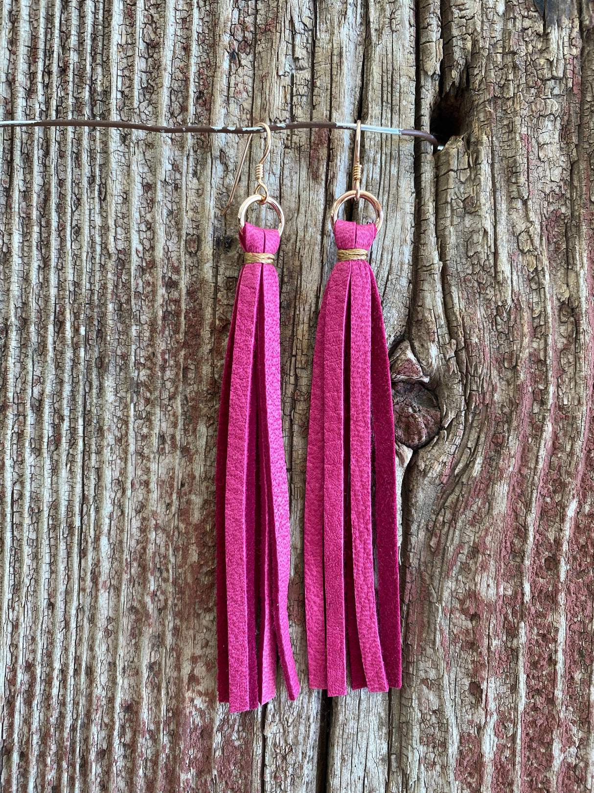 14112 Leather Tassel Earrings