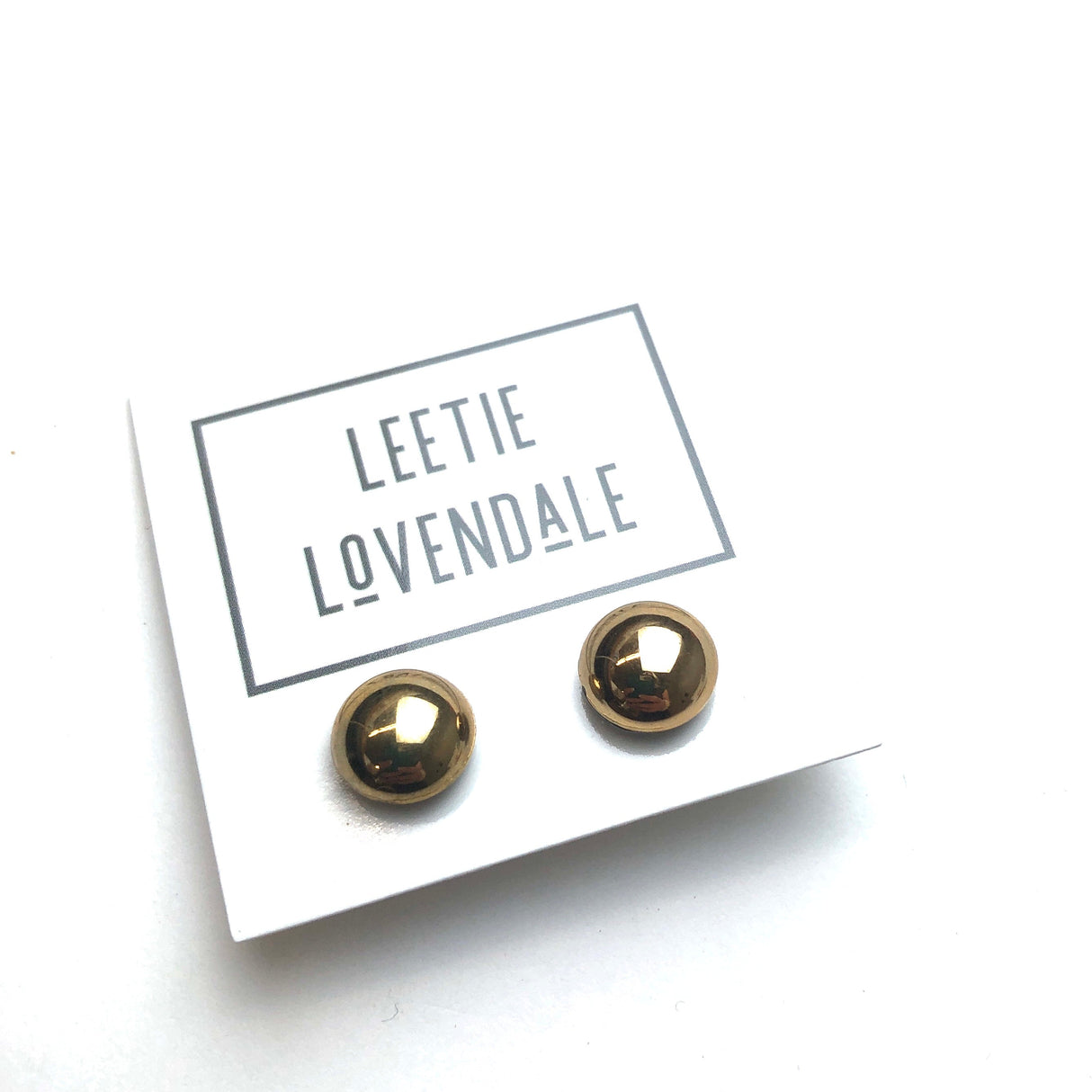 Antique Gold Metallic Small Retro Button Stud Earrings from Leetie Lovendale