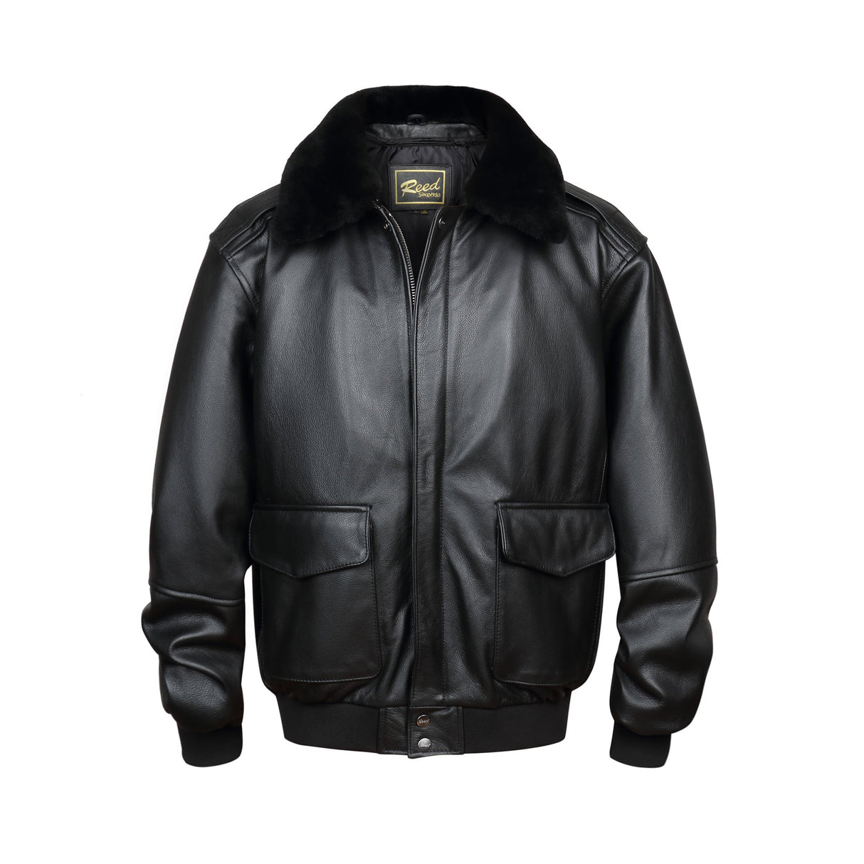 REED Men's Premium Leather Aviator Bomber Jacket - Imported from Reed Leather