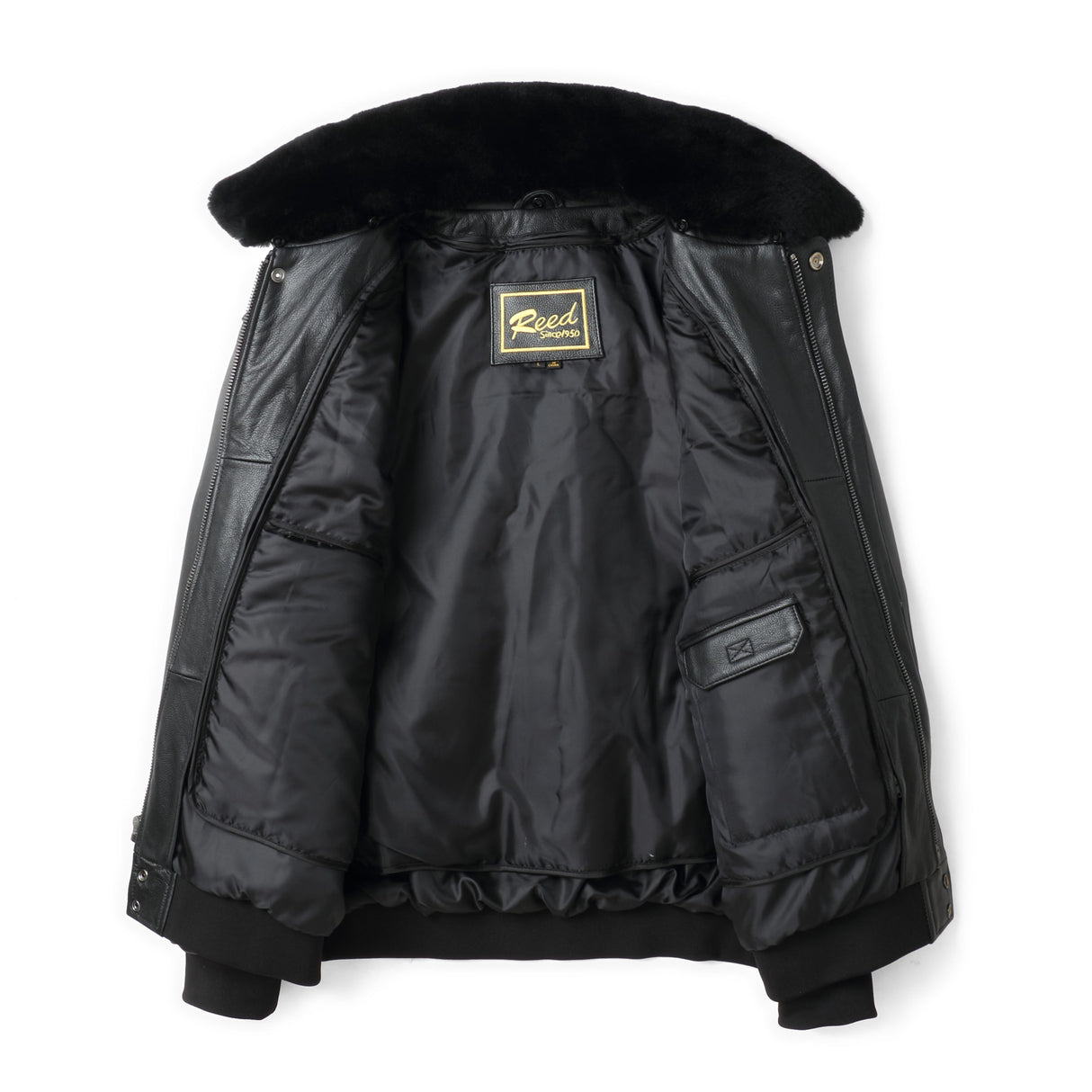 REED Men's Premium Leather Aviator Bomber Jacket - Imported from Reed Leather