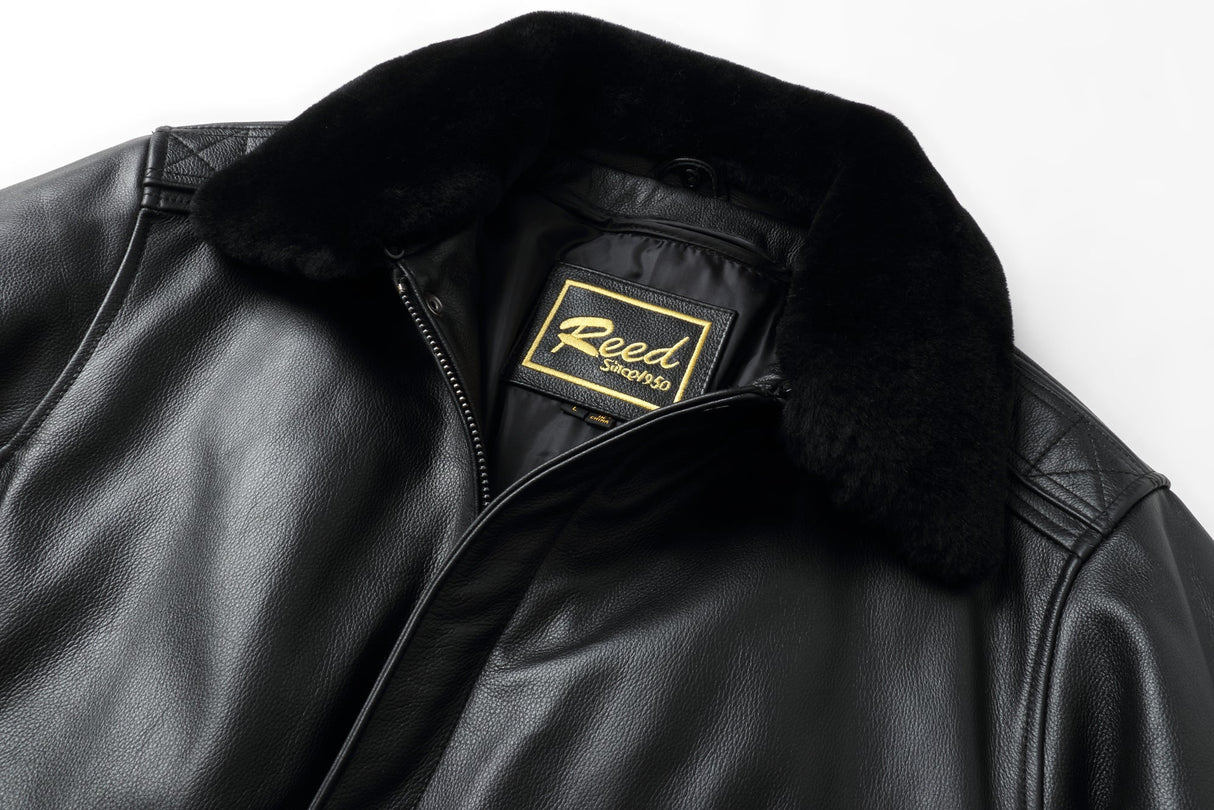 REED Men's Premium Leather Aviator Bomber Jacket - Imported from Reed Leather