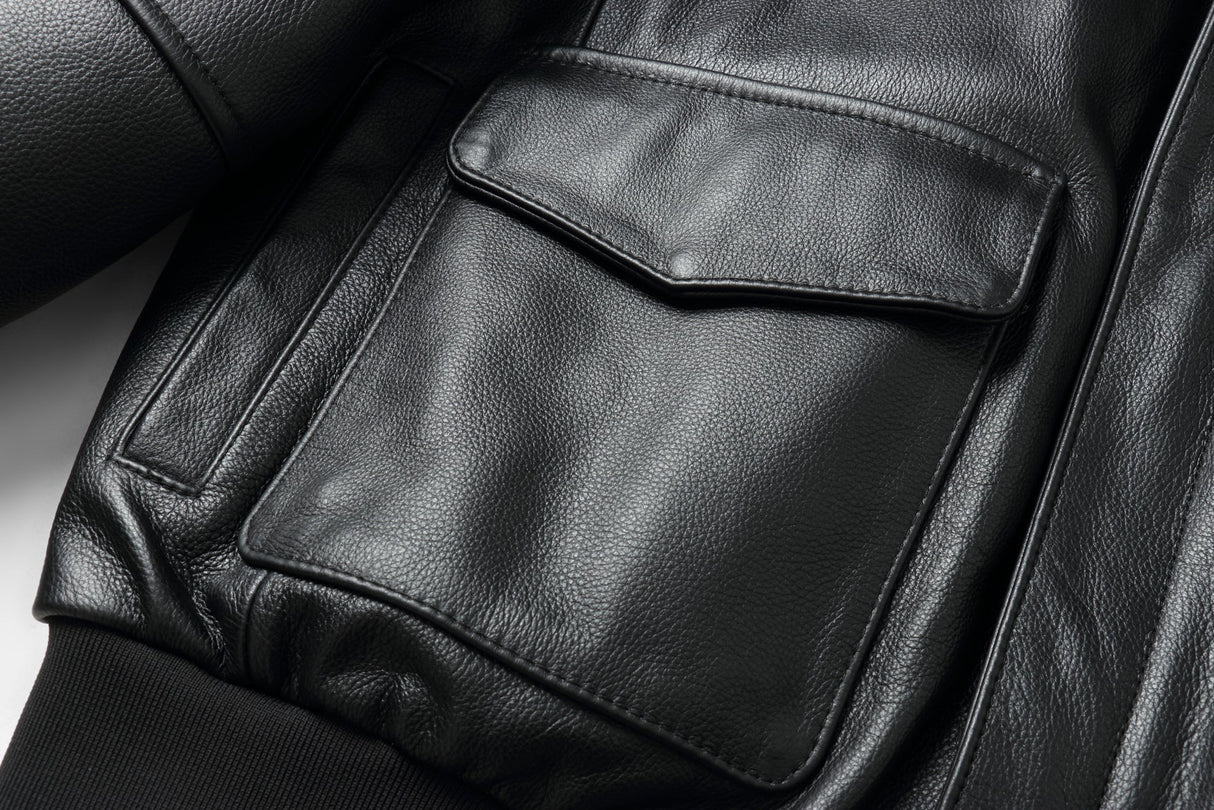 REED Men's Premium Leather Aviator Bomber Jacket - Imported from Reed Leather