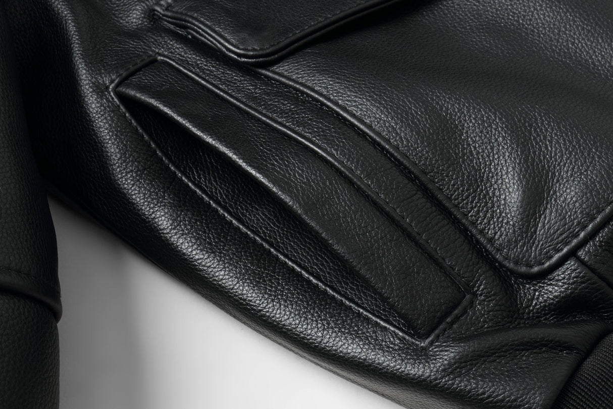 REED Men's Premium Leather Aviator Bomber Jacket - Imported from Reed Leather
