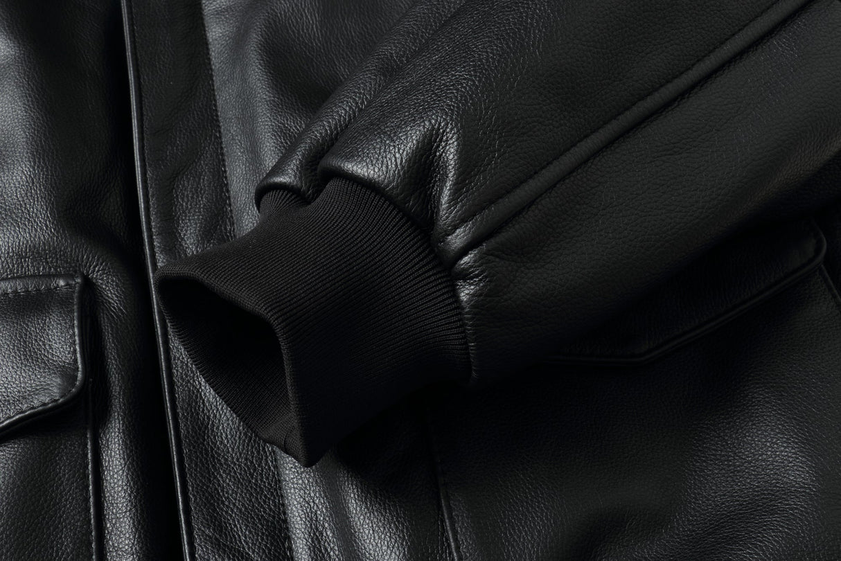 REED Men's Premium Leather Aviator Bomber Jacket - Imported from Reed Leather