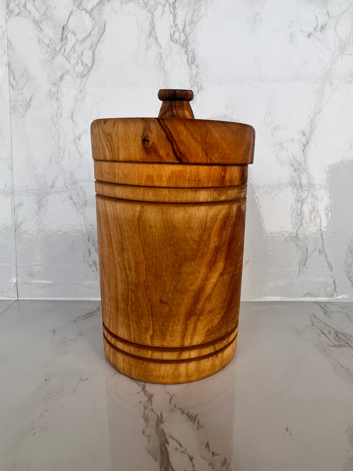 Olive Wood Spice Jar Salt Keeper w/Lid from Choixe