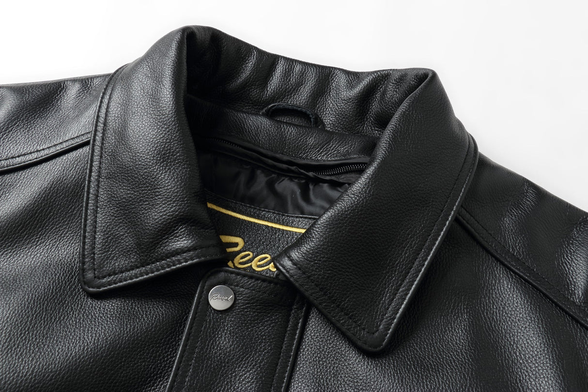 REED Men's American Style Bomber Genuine Leather Jacket - Imported from Reed Leather