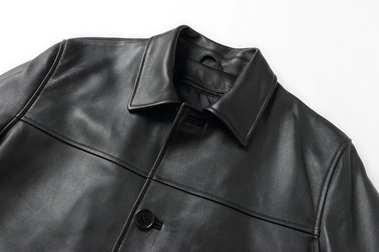 REED EST. 1950 Men's Jacket Genuine Lambskin Leather Four Button Car Coat - Imported from Reed Leather