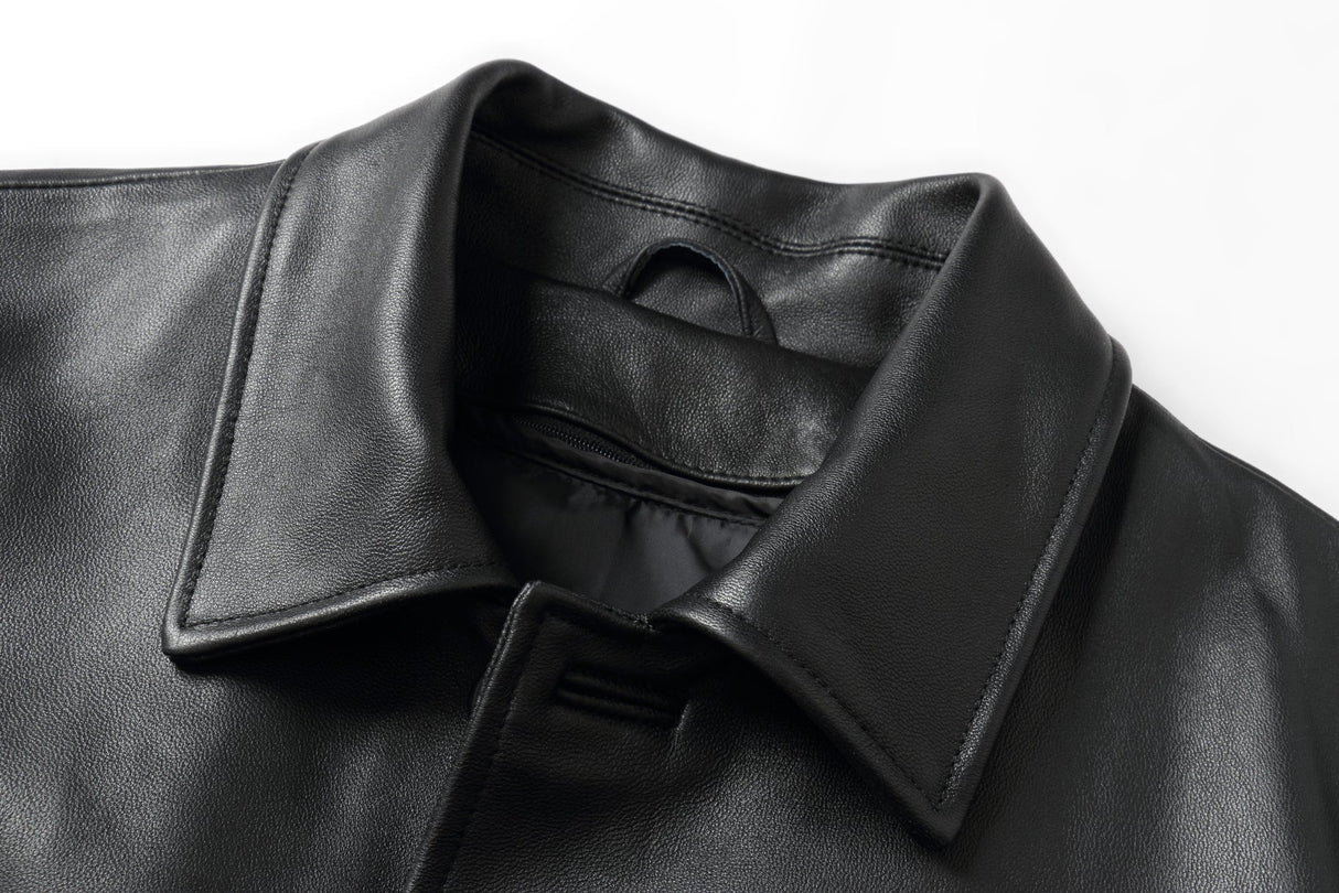 REED EST. 1950 Men's Jacket Genuine Lambskin Leather Four Button Car Coat - Imported from Reed Leather