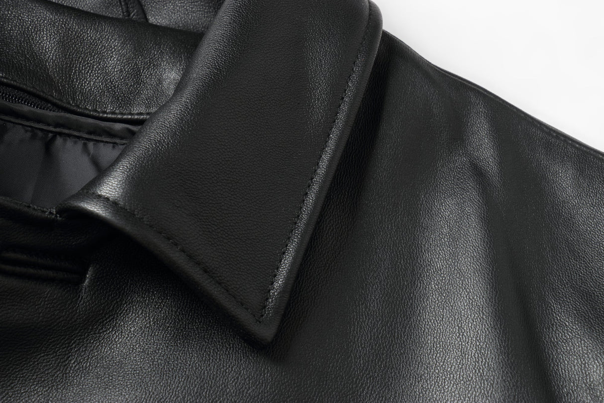 REED EST. 1950 Men's Jacket Genuine Lambskin Leather Four Button Car Coat - Imported from Reed Leather