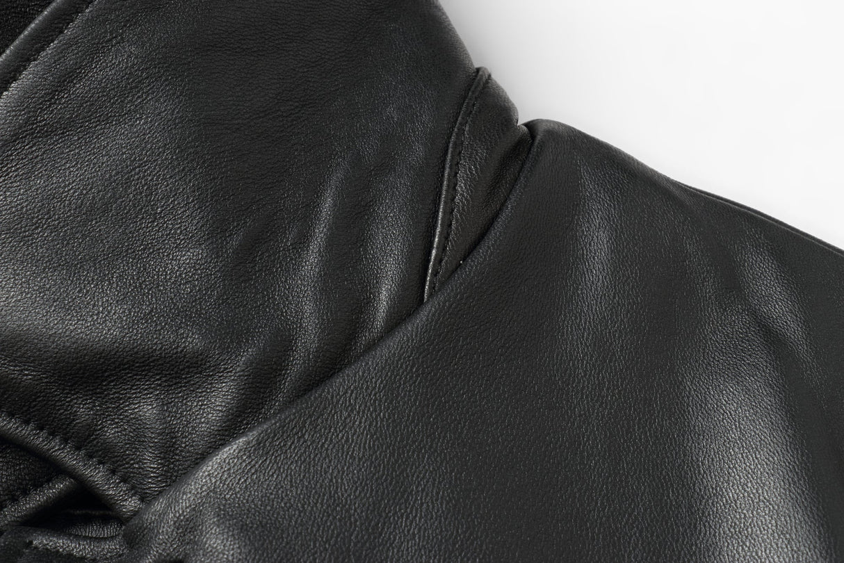 REED EST. 1950 Men's Jacket Genuine Lambskin Leather Four Button Car Coat - Imported from Reed Leather