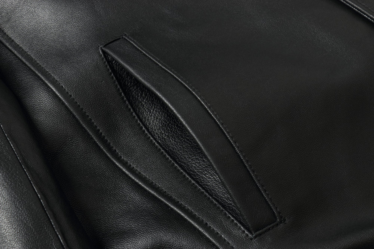 REED EST. 1950 Men's Jacket Genuine Lambskin Leather Four Button Car Coat - Imported from Reed Leather