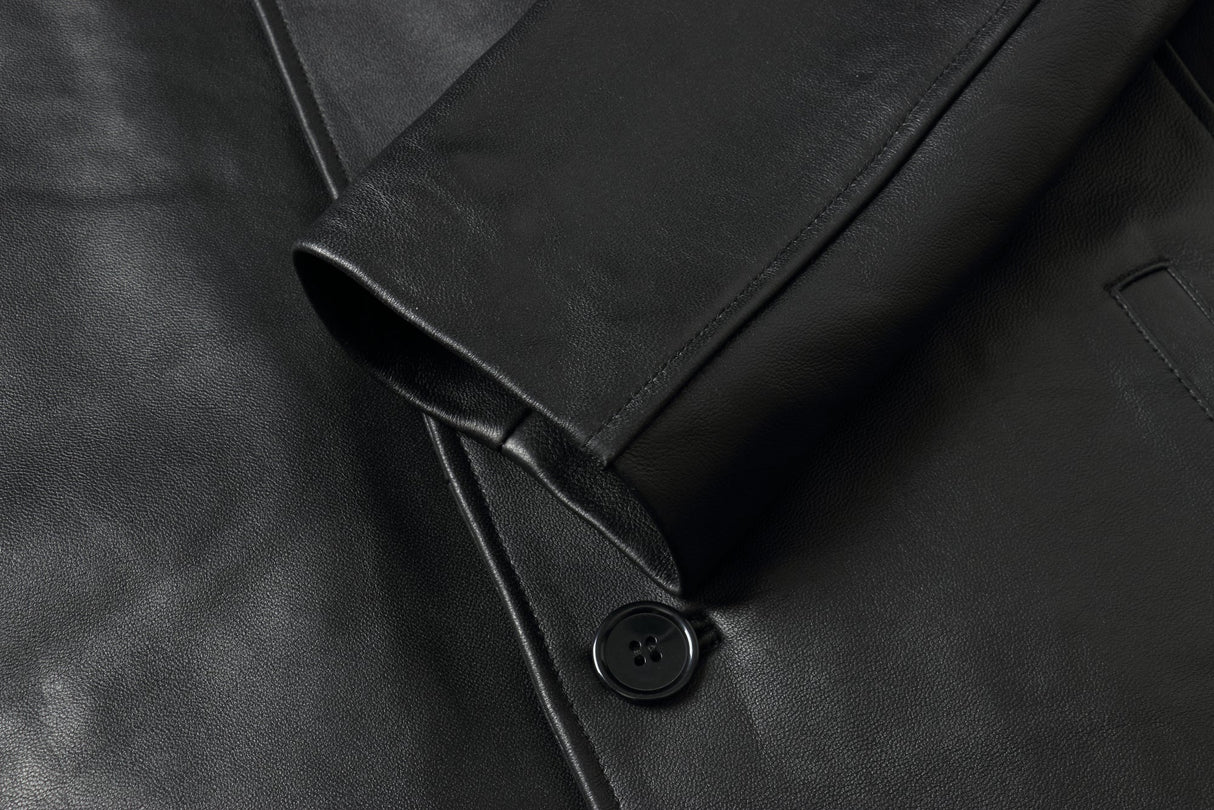 REED EST. 1950 Men's Jacket Genuine Lambskin Leather Four Button Car Coat - Imported from Reed Leather
