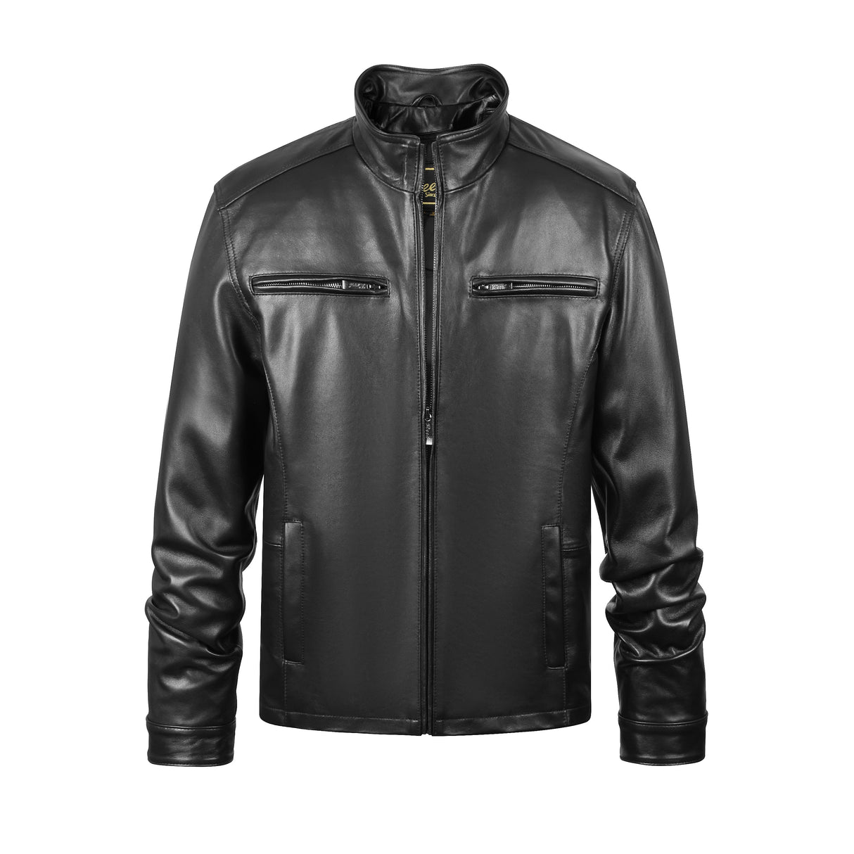 REED EST. 1950 Men's Jacket Genuine Lambskin Leather Stand UP Collar Winners Coat - Imported from Reed Leather