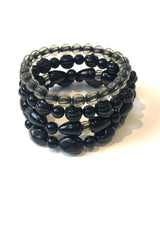 Black & Encased Stack & Stretch Bracelets Set from Leetie Lovendale