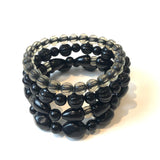 Black & Encased Stack & Stretch Bracelets Set from Leetie Lovendale