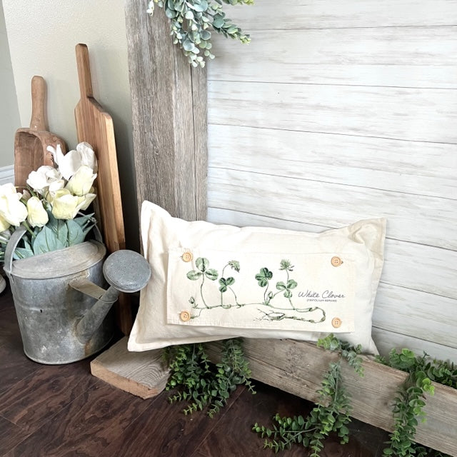 Botanical Panel: Shamrock St. Patrick's Farm Spring, Summer; WHITE CLOVER From PillowPanels