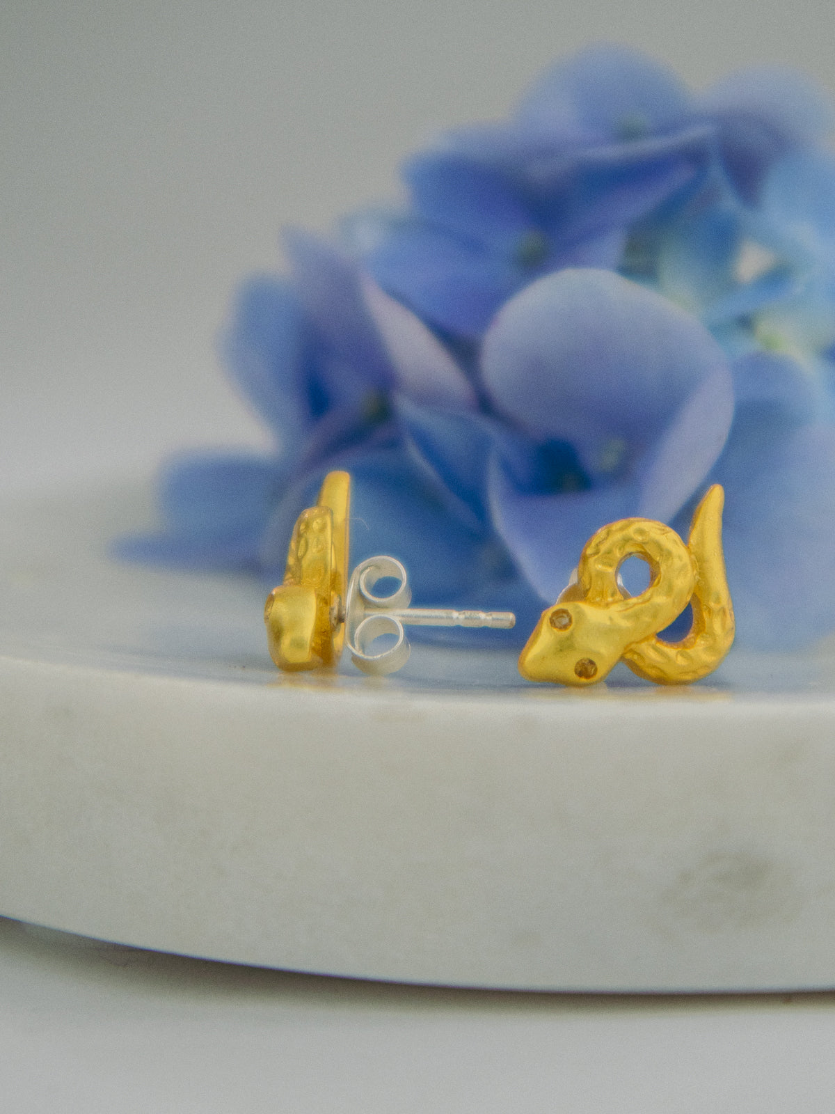 Tiny Snake Stud Earrings from Ash & Rose