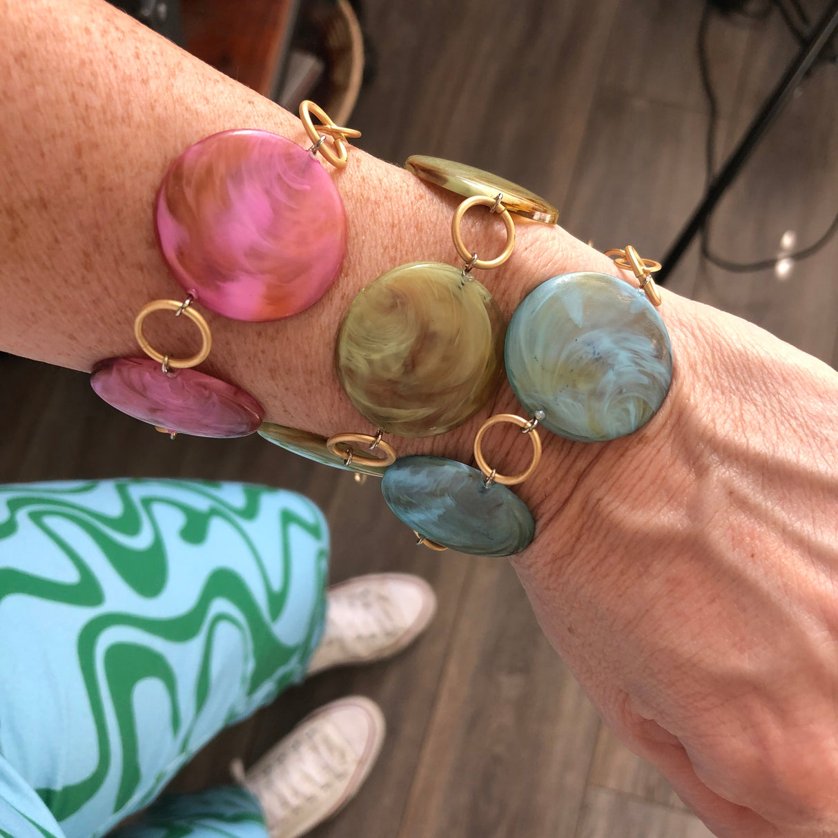 Celery Marbled Stations Bracelet from Leetie Lovendale