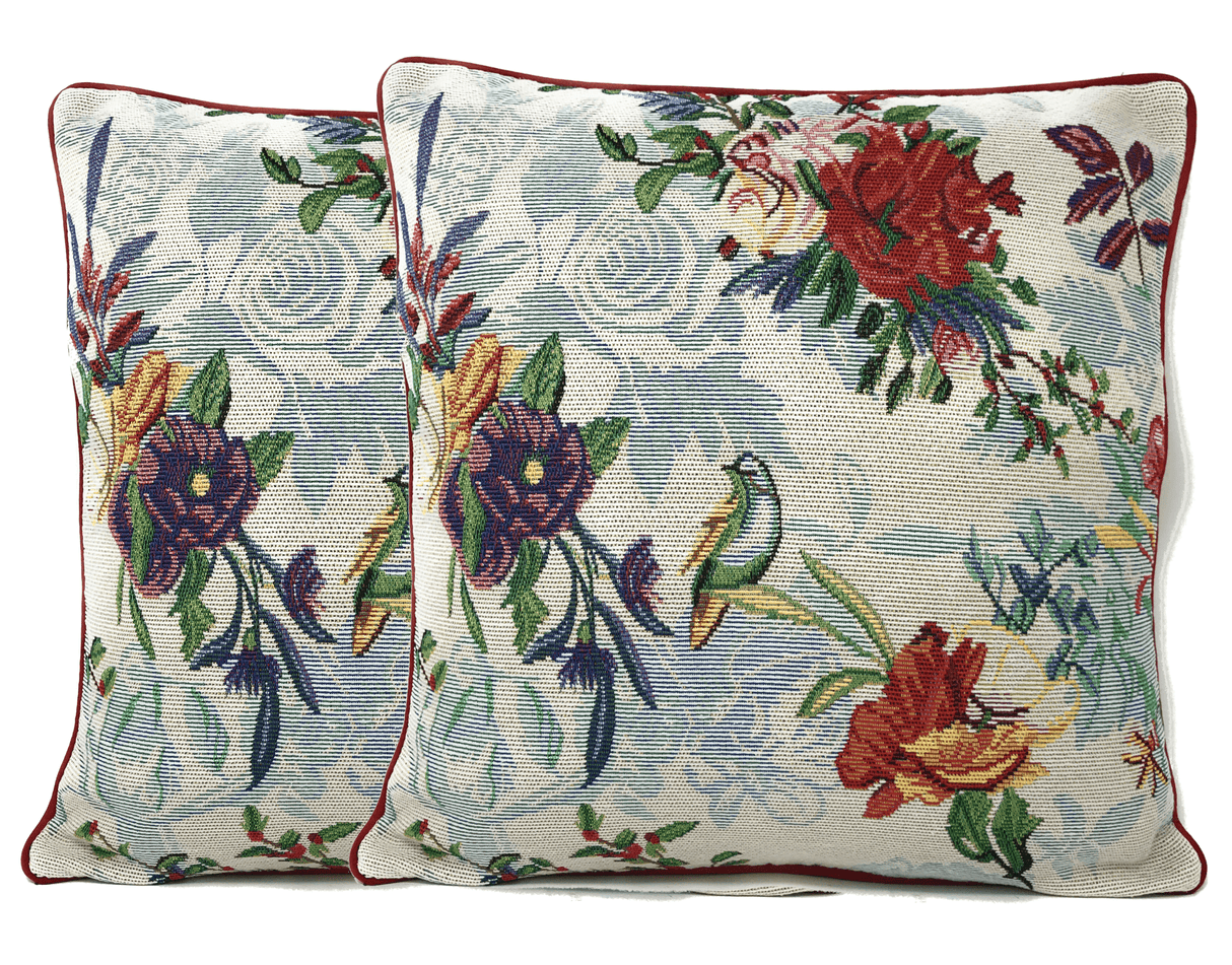 DaDa Bedding Elegant Tropical Paradise Birds Floral Tapestry Throw Pillow Covers 16" (18116) from DaDalogy Bedding Collection