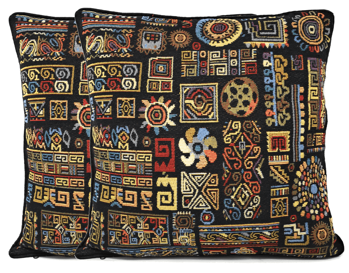 DaDa Bedding Ethnic Ornaments Geometric Black Tapestry Throw Pillow Covers 16" (18118) from DaDalogy Bedding Collection