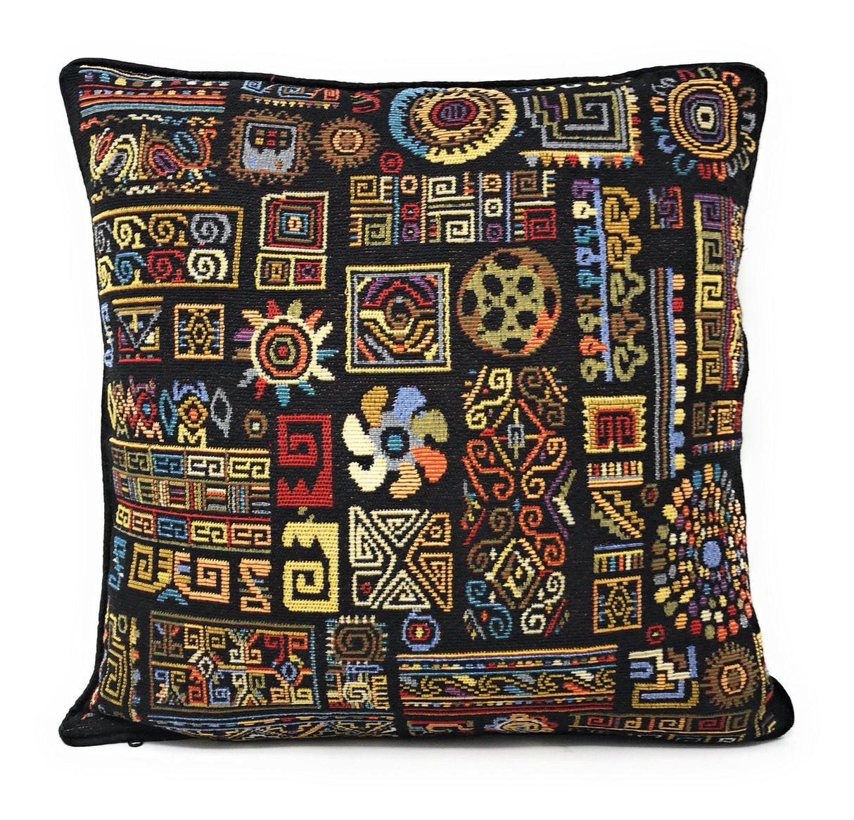 DaDa Bedding Ethnic Ornaments Geometric Black Tapestry Throw Pillow Covers 16" (18118) from DaDalogy Bedding Collection