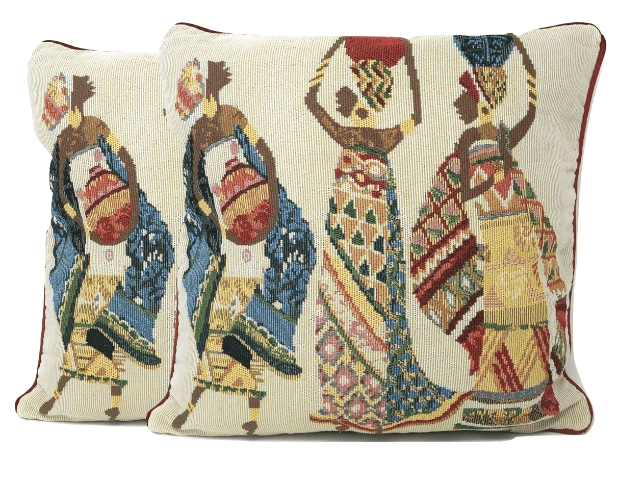 DaDa Bedding Dancing Women African Dreams Tapestry Throw Pillow Covers 16" x 16" from DaDalogy Bedding Collection
