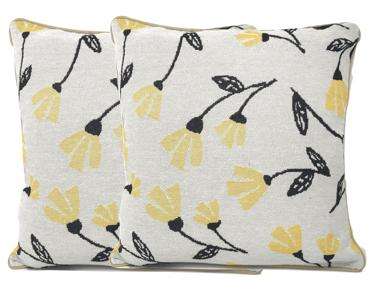DaDa Bedding Yellow Fleur Floral Botanical Spring Tapestry Throw Pillow Cover, 16" x 16" (18112) from DaDalogy Bedding Collection