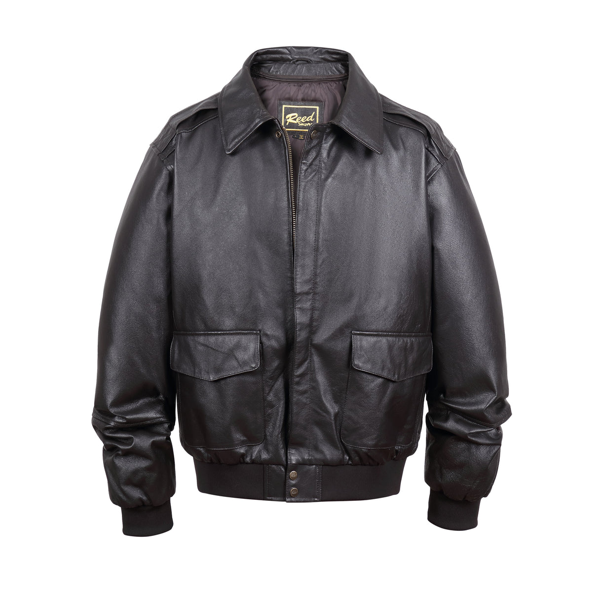 REED Men's Premium Leather Aviator Bomber Jacket - Imported from Reed Leather