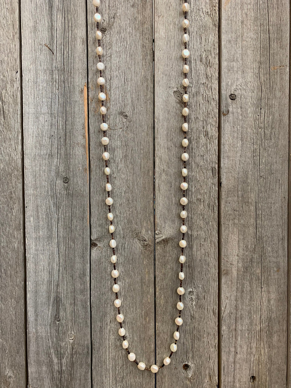15058 Pearl & Brown Pin Shell Wrap Necklace