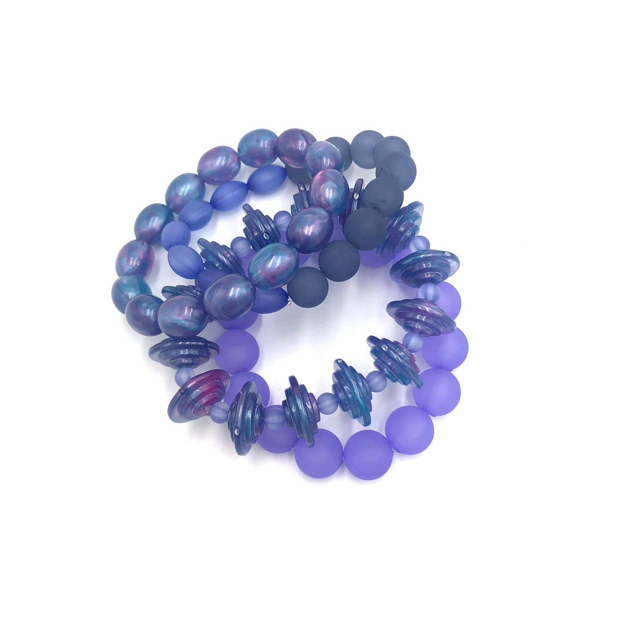 Blues & Lilacs Stack and Stretch Bracelets Set from Leetie Lovendale