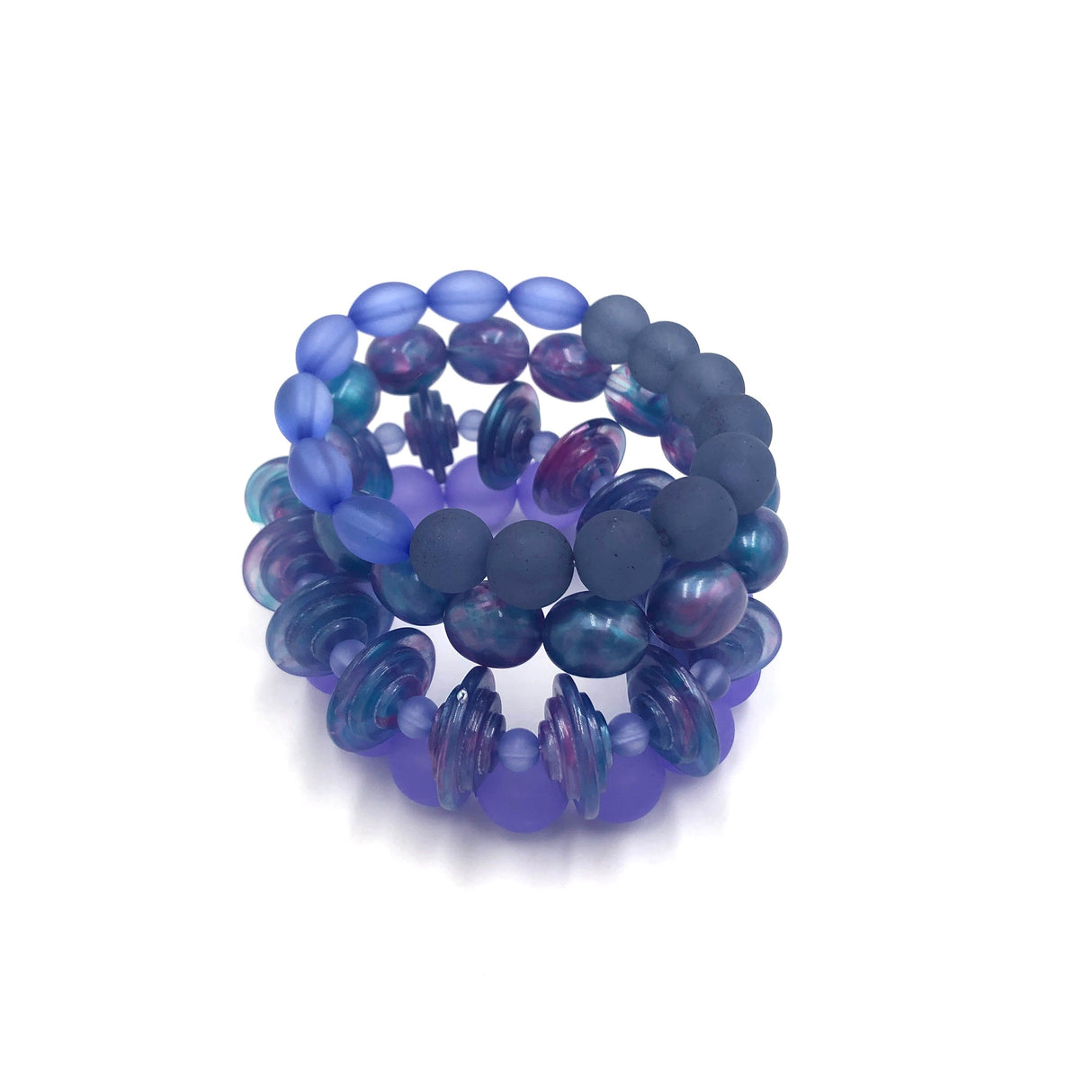 Blues & Lilacs Stack and Stretch Bracelets Set from Leetie Lovendale