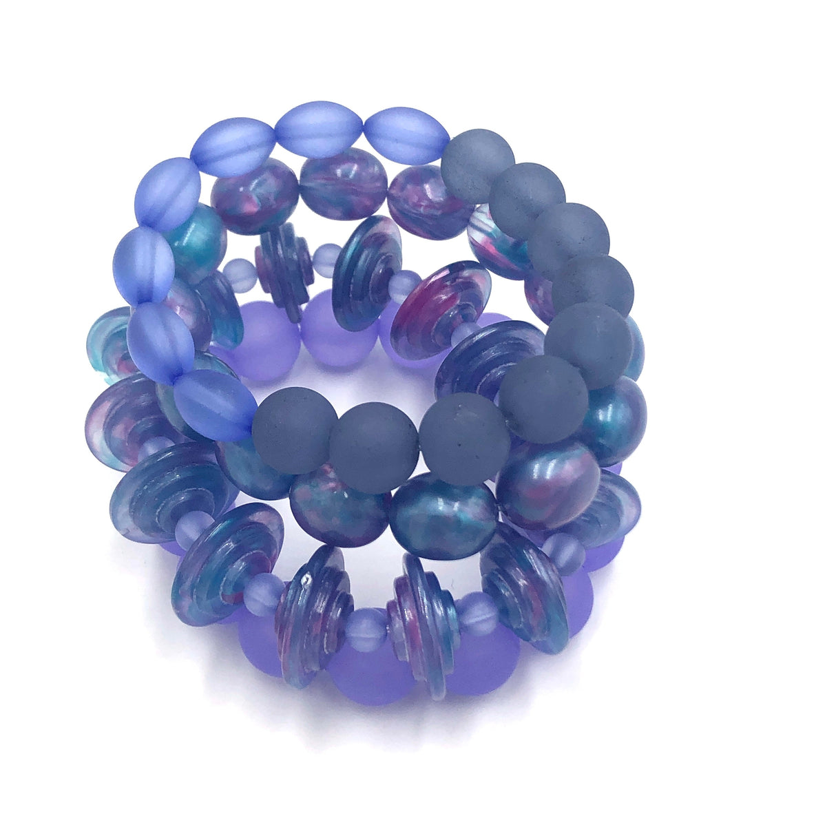 Blues & Lilacs Stack and Stretch Bracelets Set from Leetie Lovendale