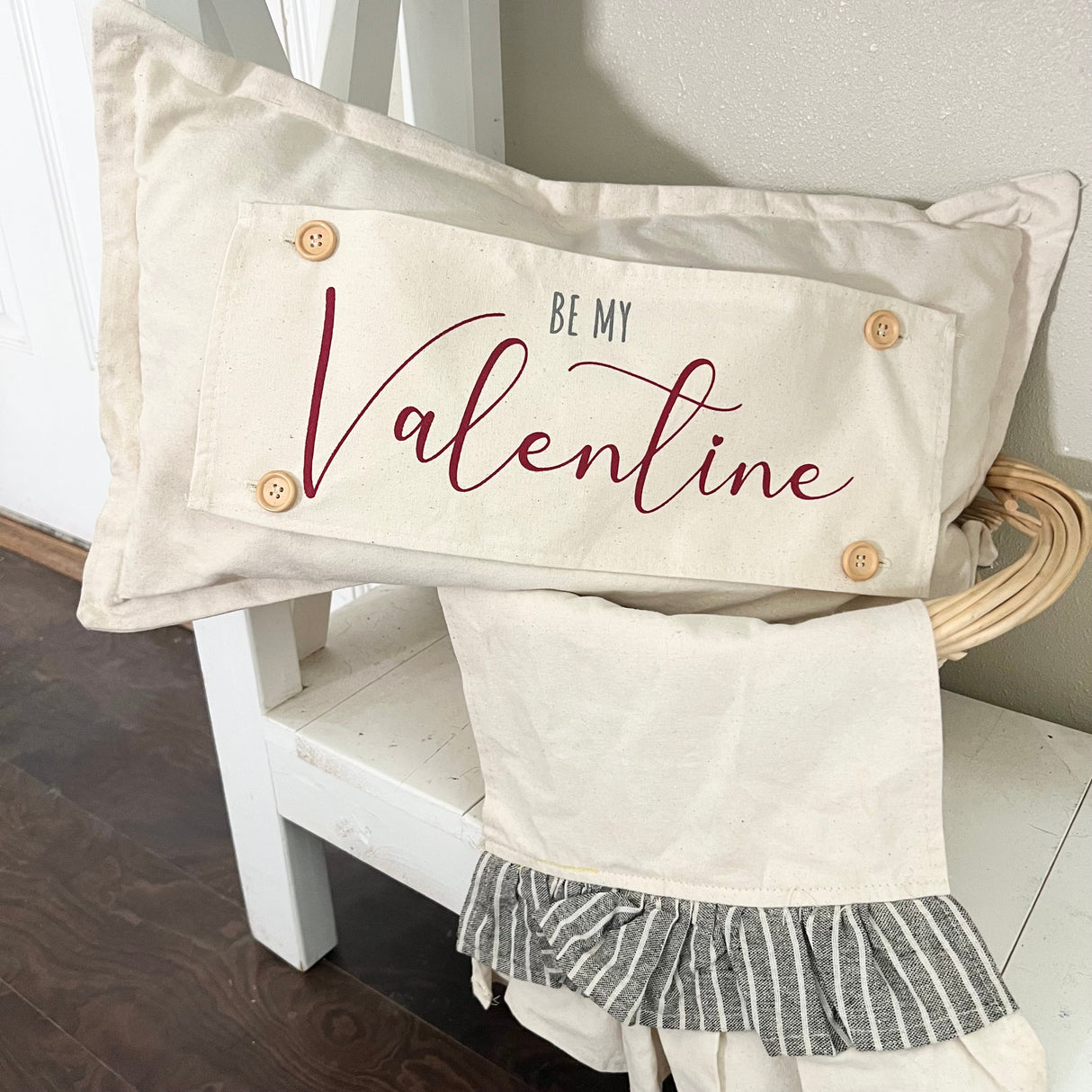 Holiday Panel:  Pure & Simple Aesthetic Classy Clean Boho Heart Cursive Honest Natural Love Winter; BE MY VALENTINE From PillowPanels