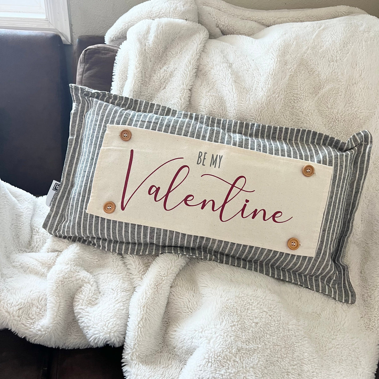 Holiday Panel:  Pure & Simple Aesthetic Classy Clean Boho Heart Cursive Honest Natural Love Winter; BE MY VALENTINE From PillowPanels