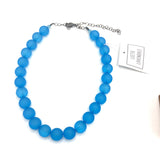Aqua Blue Frosted Marco Necklace from Leetie Lovendale