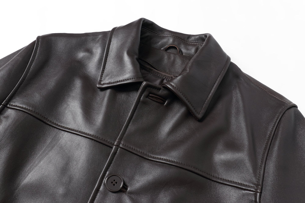 REED EST. 1950 Men's Jacket Genuine Lambskin Leather Four Button Car Coat - Imported from Reed Leather