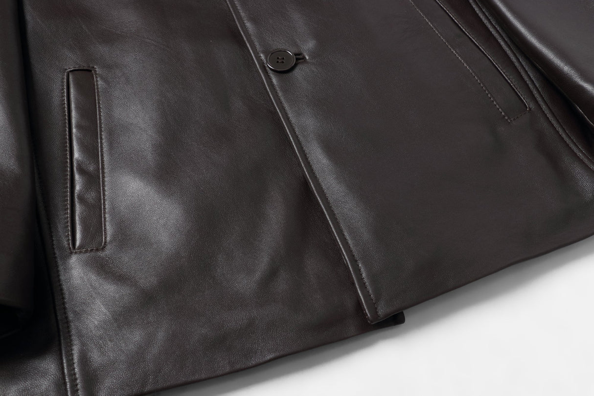 REED EST. 1950 Men's Jacket Genuine Lambskin Leather Four Button Car Coat - Imported from Reed Leather
