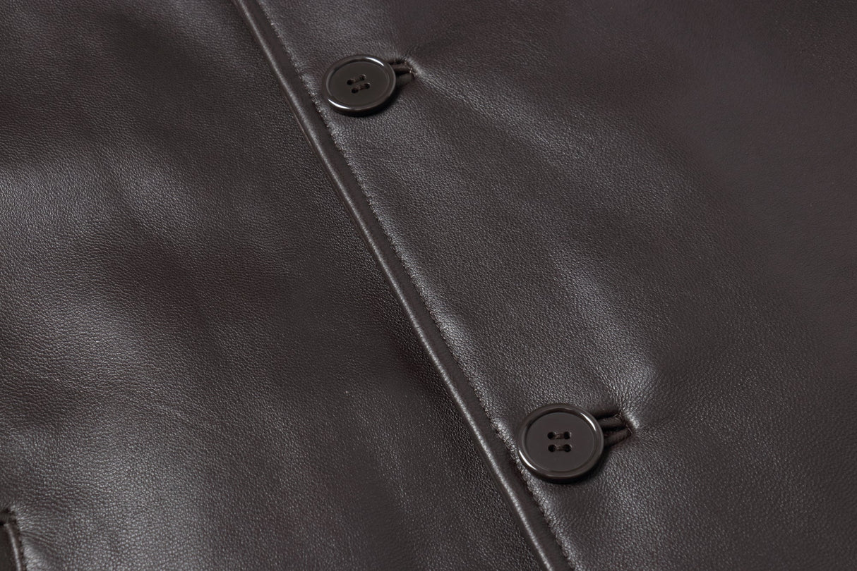 REED EST. 1950 Men's Jacket Genuine Lambskin Leather Four Button Car Coat - Imported from Reed Leather
